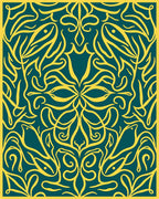 Artistic Yellow Teal Floral Pattern Rug