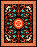 Vibrant Floral Scrollwork Pattern Rug