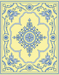 Vibrant Blue Yellow Floral Medallion Rug