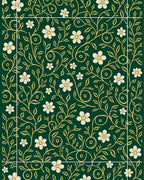 Green Floral Vine Pattern Rug