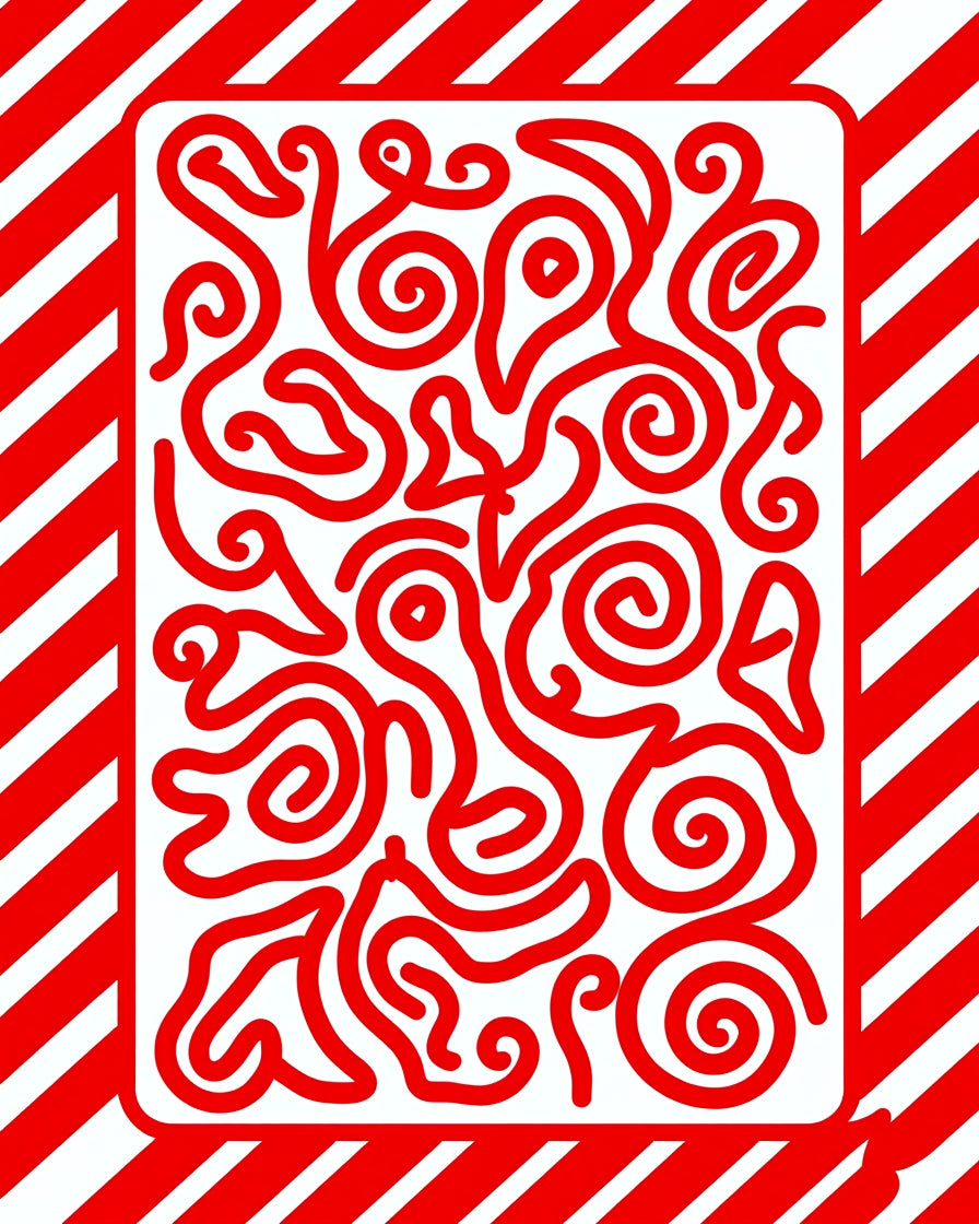 Dynamic Red Intertwined Lines Rug