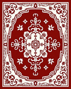 Rich Scarlet Cream Floral Medallion Rug