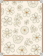 Whimsical Floral Cream Outline Art Rug
