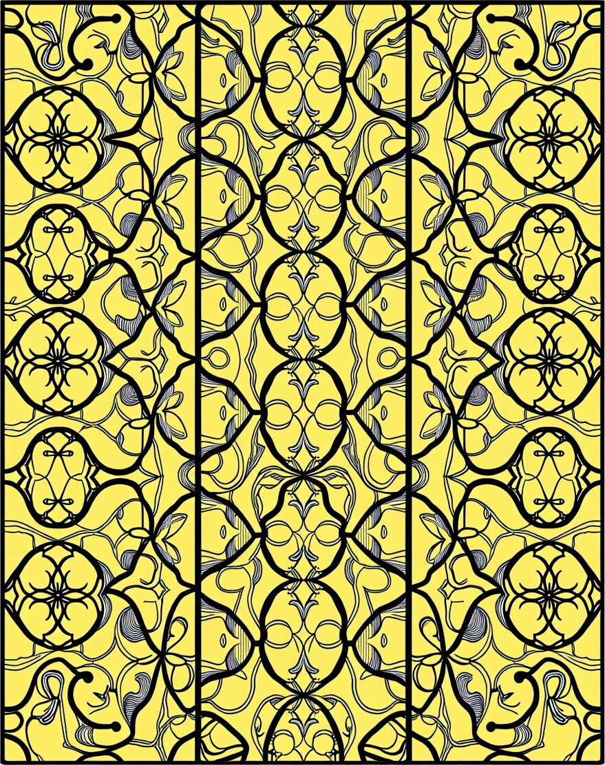 Bold Black Swirls on Yellow Background Rug