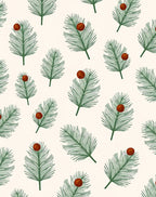 Green Pine Sprigs with Red Berries Rug