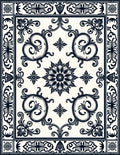 Ornate Floral Bordered Cream Rug