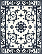 Ornate Floral Bordered Cream Rug