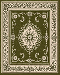Olive Cream Elaborate Floral Pattern Rug