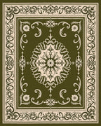 Olive Cream Elaborate Floral Pattern Rug