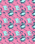 Whimsical Blue Grey Character Pattern Rug