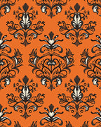 Ornate Black White Damask Pattern Rug