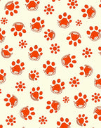 Orange Paw Print Graphic Pattern Rug