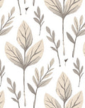 Botanical Leaf Pattern Neutral Tones Rug