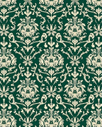 Classic Emerald Damask Floral Pattern Rug
