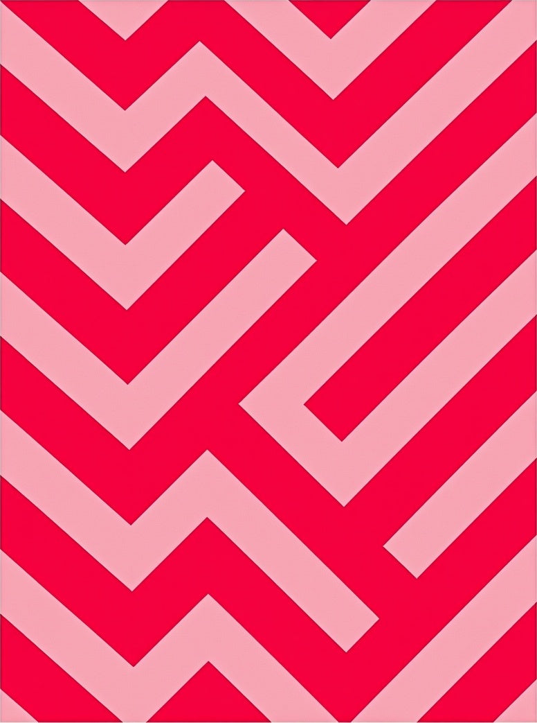 Bold Red Geometric Maze Pattern Rug