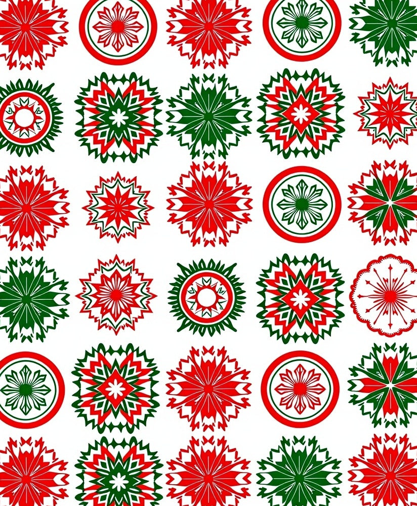 Red Green Starburst Geometric Medley Rug