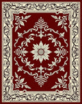 Ornate Floral Patterned Burgundy Rug