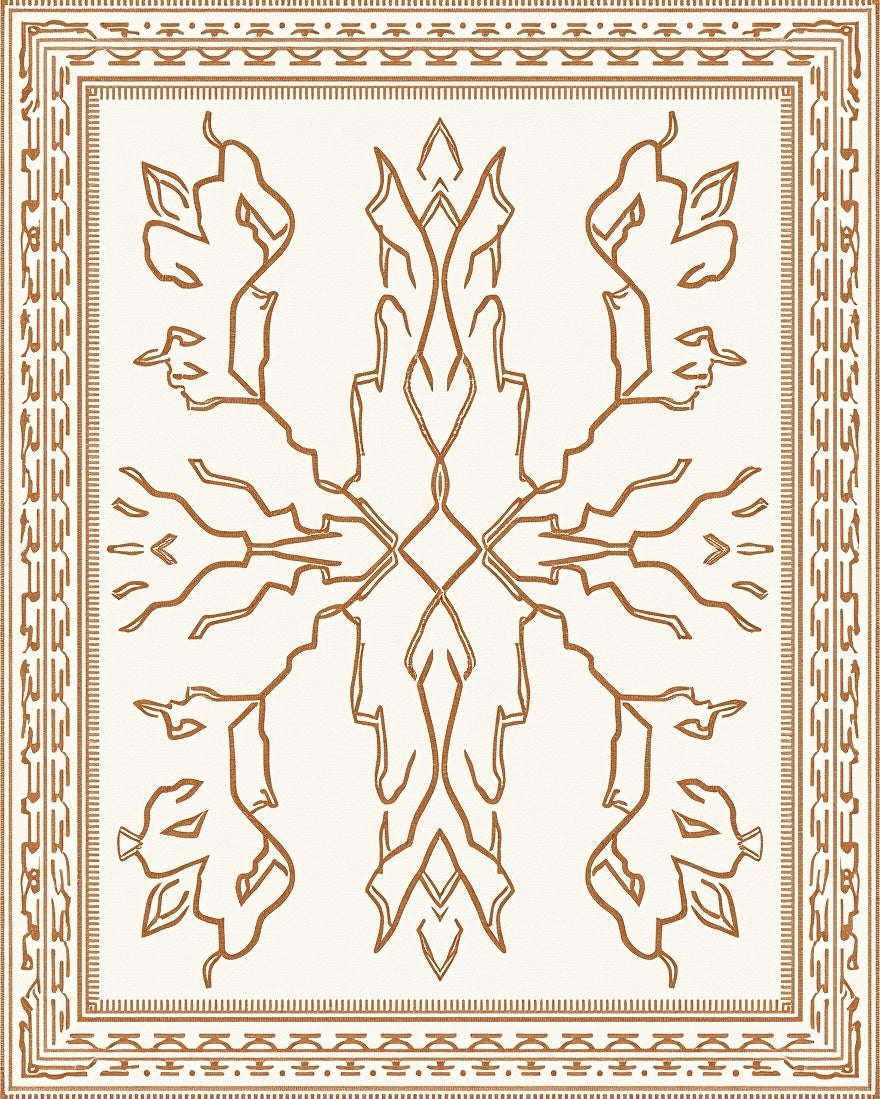 Elegant Abstract Leaf Motifs Rug