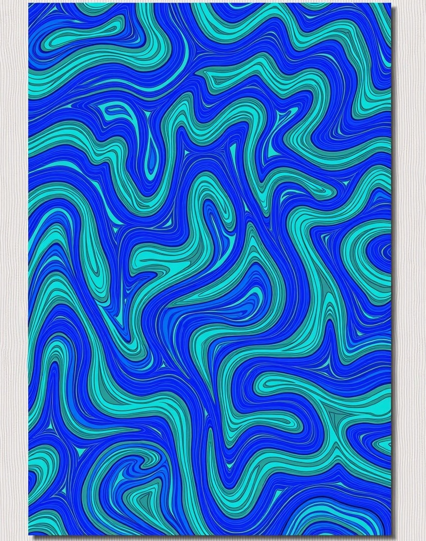 Abstract Blue Swirl Pattern Rug