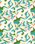 Abstract Organic Shapes With Red Dots Rug