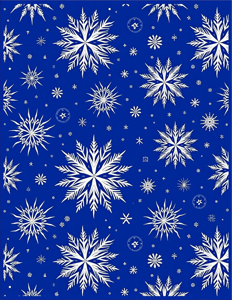 Deep Blue White Snowflake Array Rug