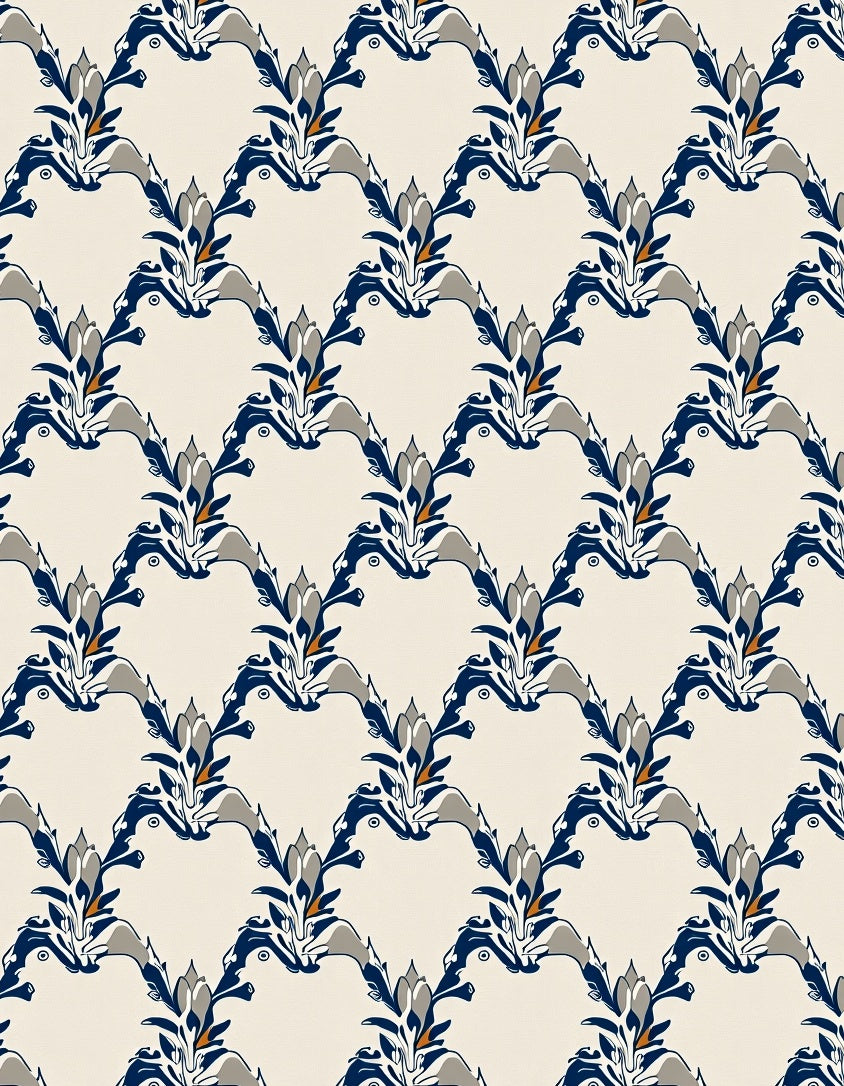 Elegant Blue Gray Floral Pattern Rug