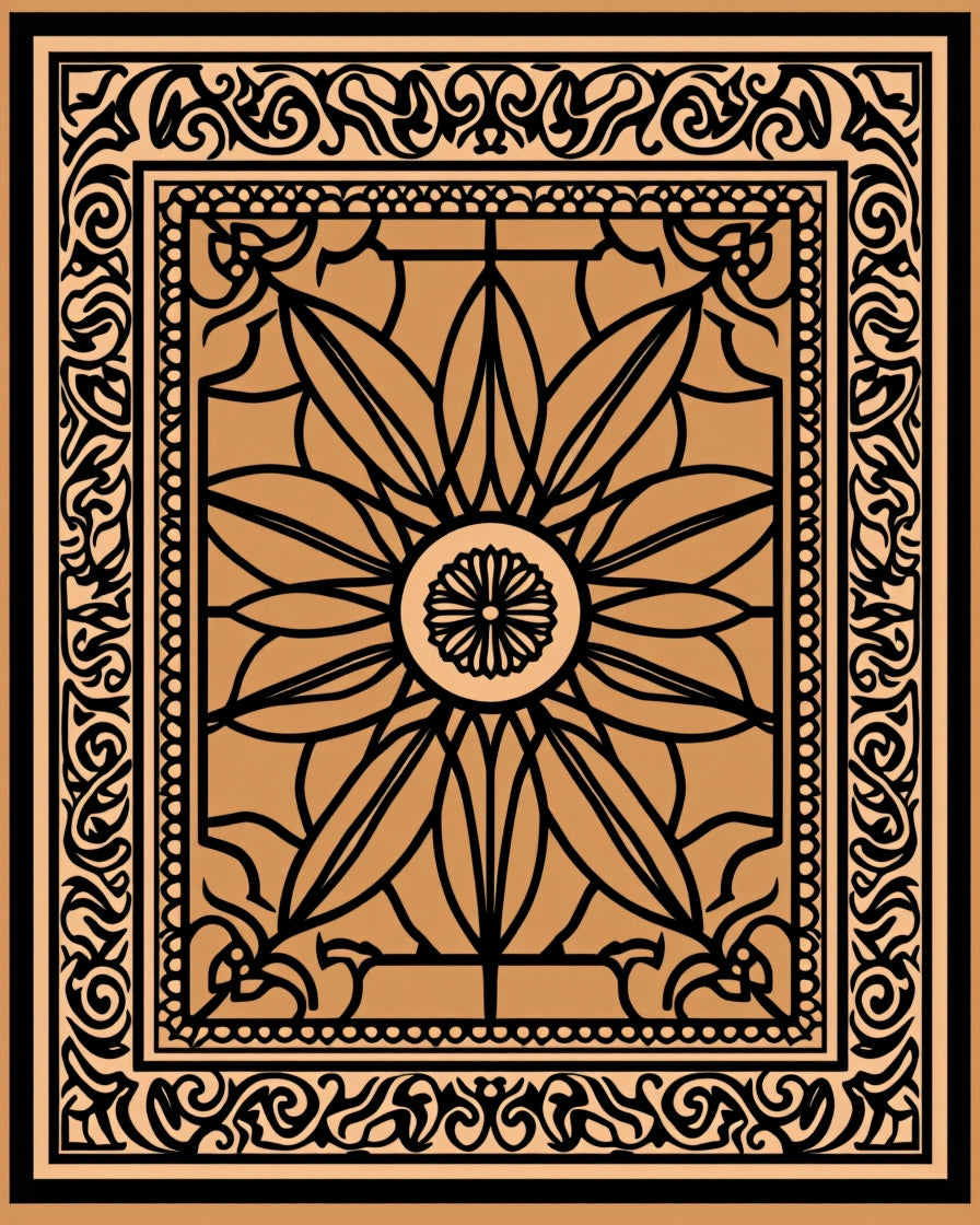 Intricate Floral Mandala Inspired Pattern Rug
