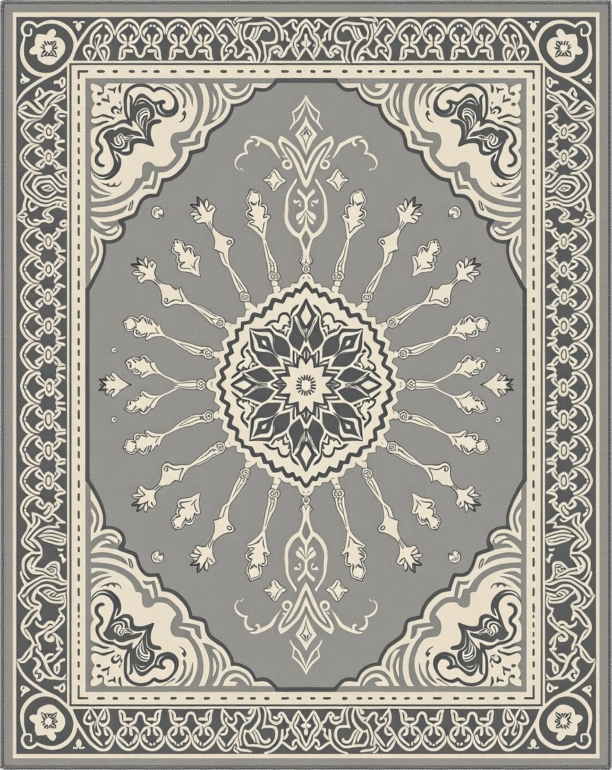 Ornate Floral Mandala Patterned Rug