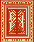 Geometric Art Deco Style Red Rug