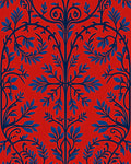 Bold Blue Vine Red Floral Rug
