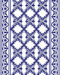 Classic Blue White Diamond Scroll Pattern Rug