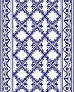 Classic Blue White Diamond Scroll Pattern Rug