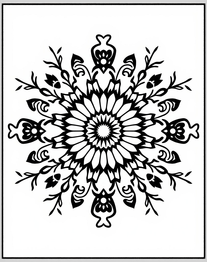 Intricate Floral Mandala Design Rug
