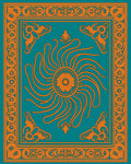 Sunburst With Swirl Border Design Rug