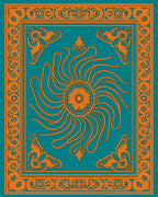 Sunburst With Swirl Border Design Rug