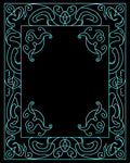 Aqua Abstract Swirl Border Design Rug