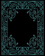 Aqua Abstract Swirl Border Design Rug