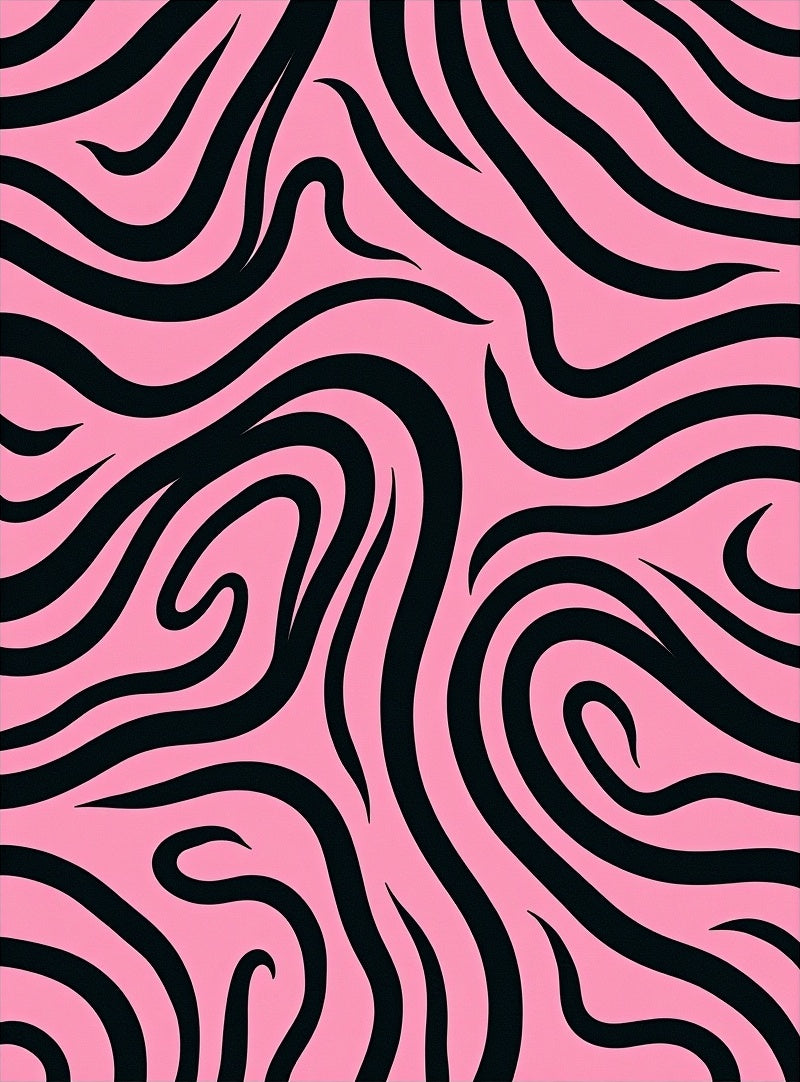 Pink Black Wavy Stripe Design Rug