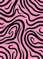 Pink Black Wavy Stripe Design Rug