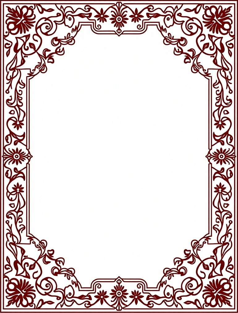 Elegant Floral Scrollwork Frame Design Rug