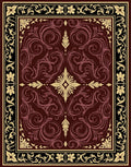 Rich Burgundy Floral Swirl Scrollwork Rug