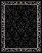 Ornate Black Swirls Floral Pattern Rug