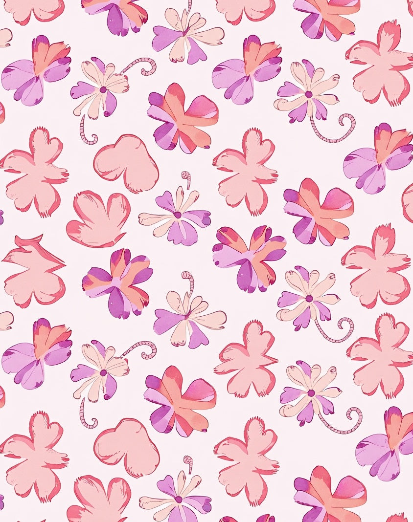 Whimsical Blossom Pattern With Pink Hues Rug