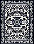 Classic Black White Floral Medallion Design Rug