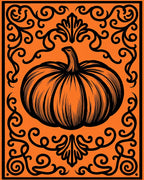 Pumpkin Vine Scrollwork Art Design Rug