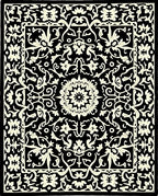 Intricate Black Cream Floral Vintage Rug