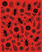Whimsical Insects Botanical Pattern Rug