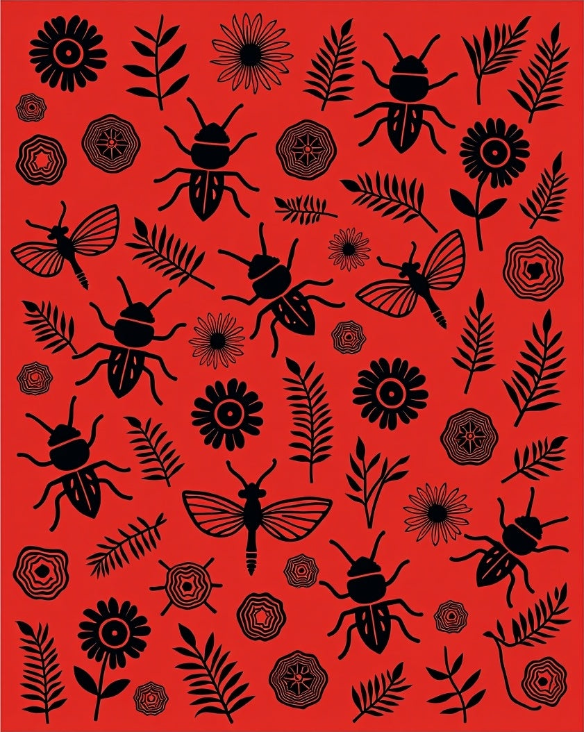 Whimsical Insects Botanical Pattern Rug