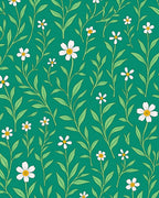 Green Floral Vine Pattern Rug