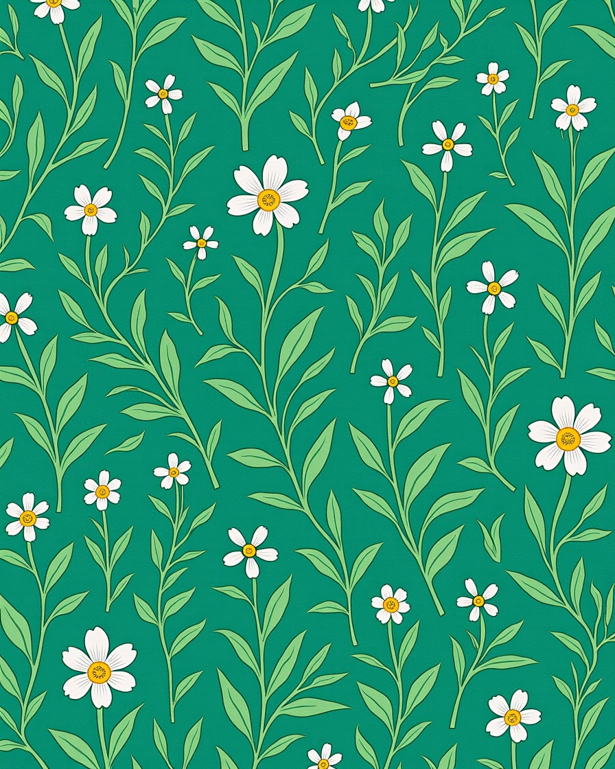 Green Floral Vine Pattern Rug
